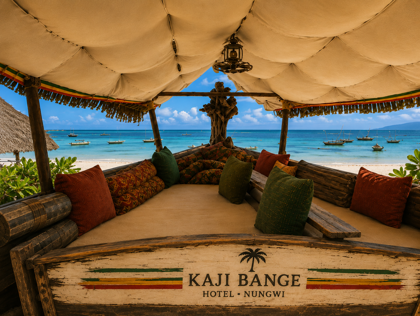 Sunset boat lounge terrace at Kaji Bange Beach
